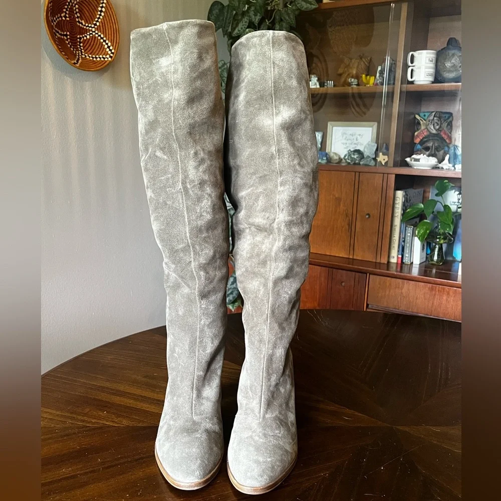 VINCE Casper Leather Knee High Pull-On Boots in Flint Gray Women’s Size 7.5 - Picture 2 of 15